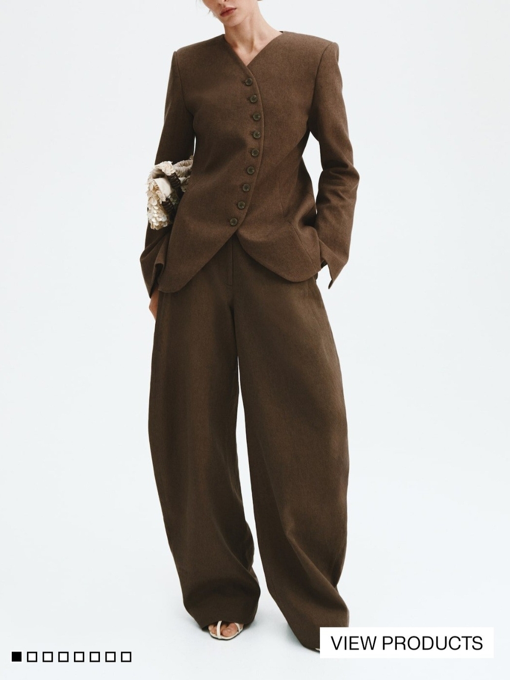 H&M EDITION LINEN-BLEND BARREL LEG PANTS size 2